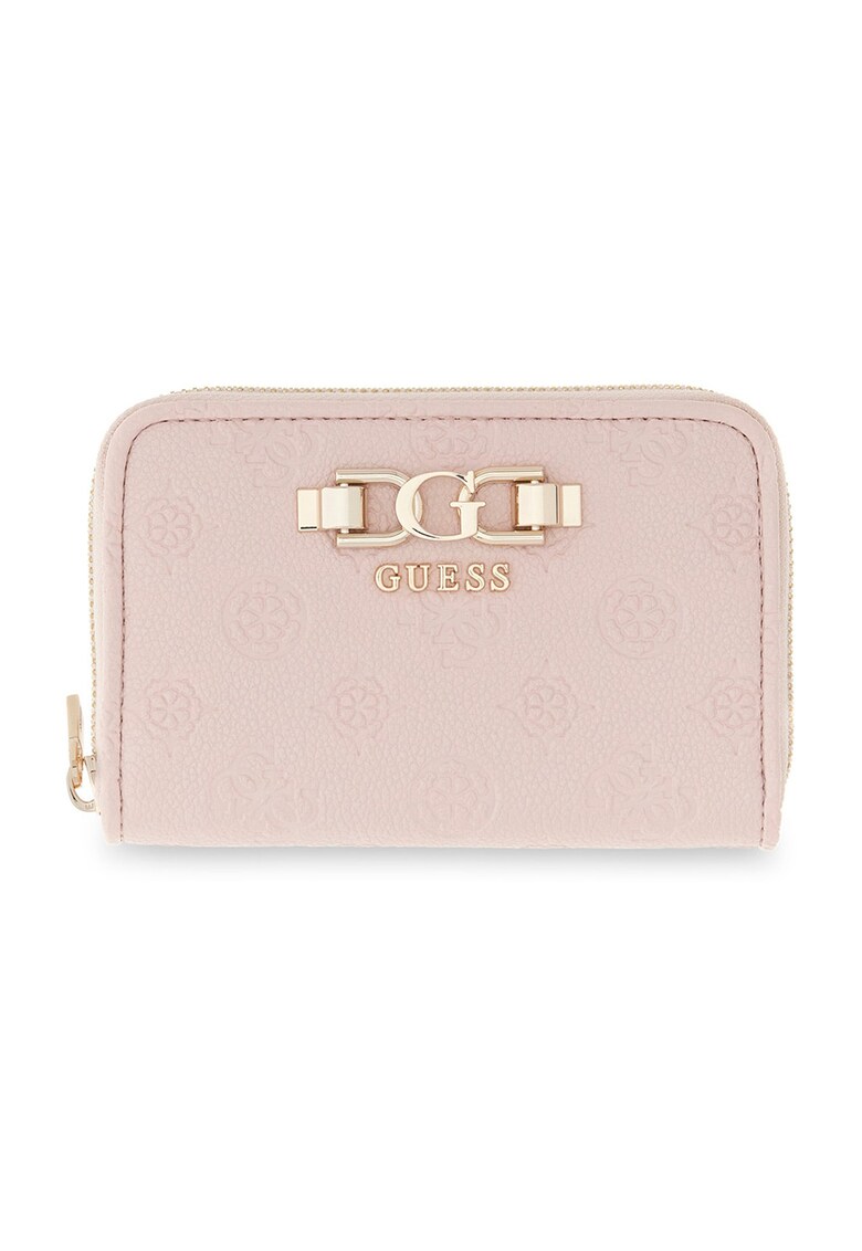 Portofel de piele ecologica cu logo si fermoar Anise - Roz deschis