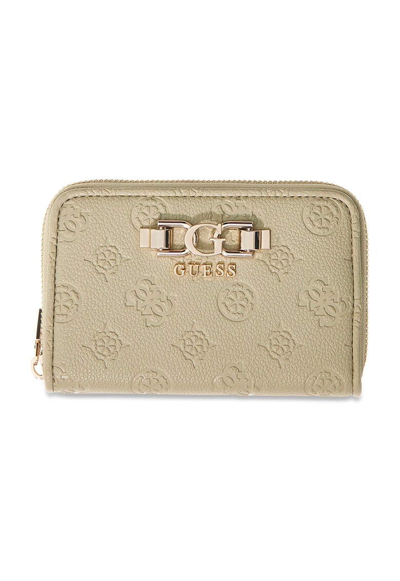 Portofel de piele ecologica cu logo si fermoar Anise - Verde pal