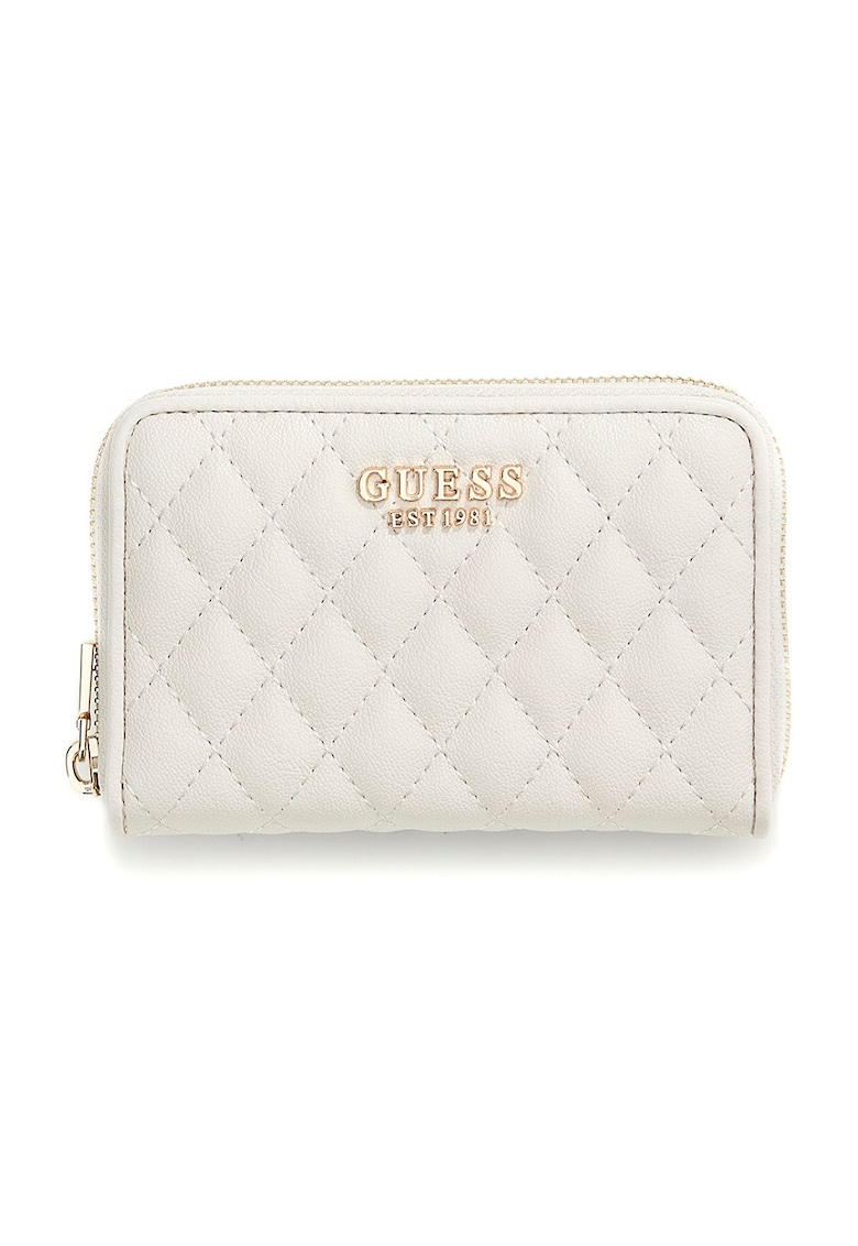 Portofel matlasat cu fermoar Atabey - Alb fildes