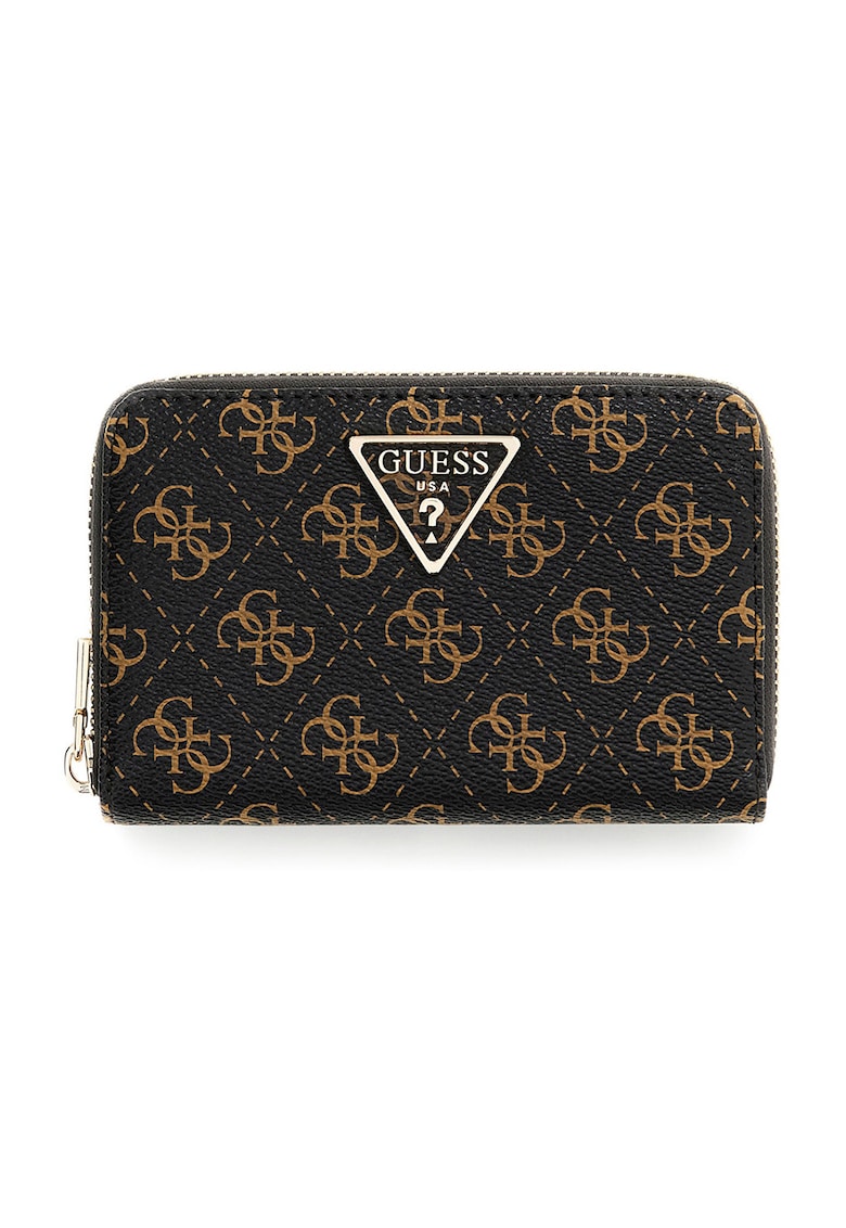 Portofel de piele ecologica cu fermoar Laurel - Negru/Maro