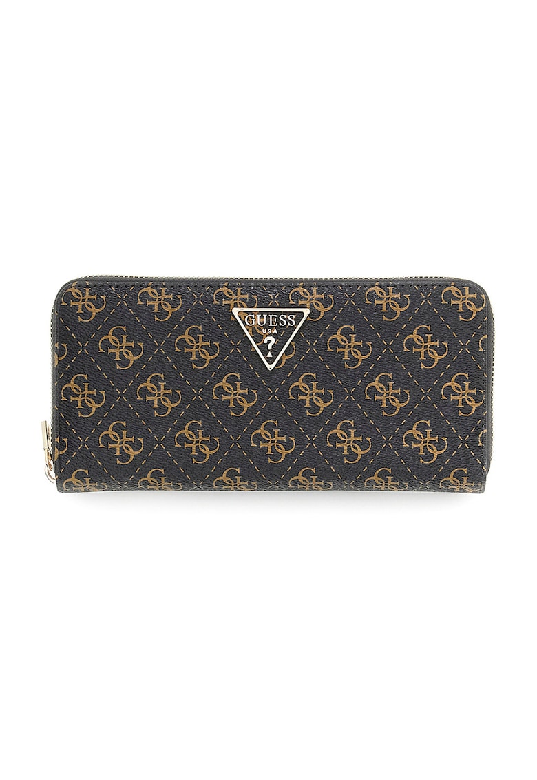 Portofel de piele ecologica cu fermoar Laurel - Negru/Maro