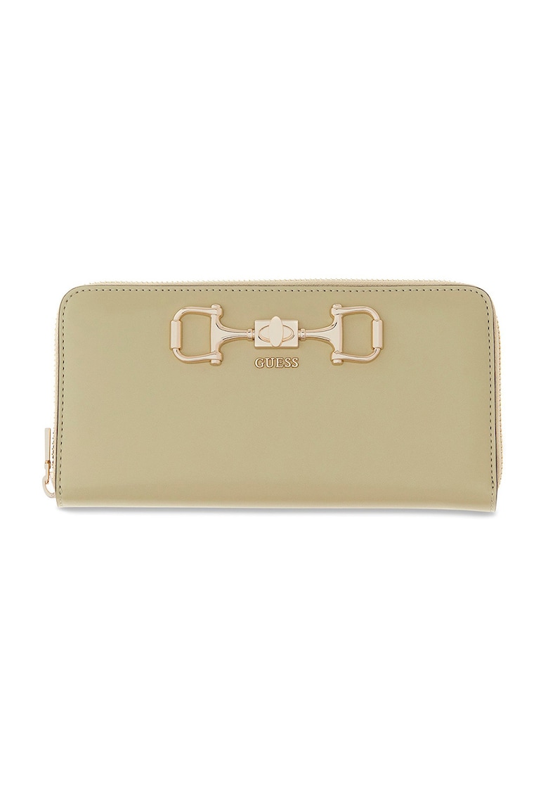 Portofel de piele ecologica cu logo Janie - Verde pal