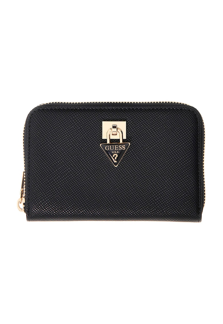 Portofel de piele ecologica cu logo metalic Patsie - Negru