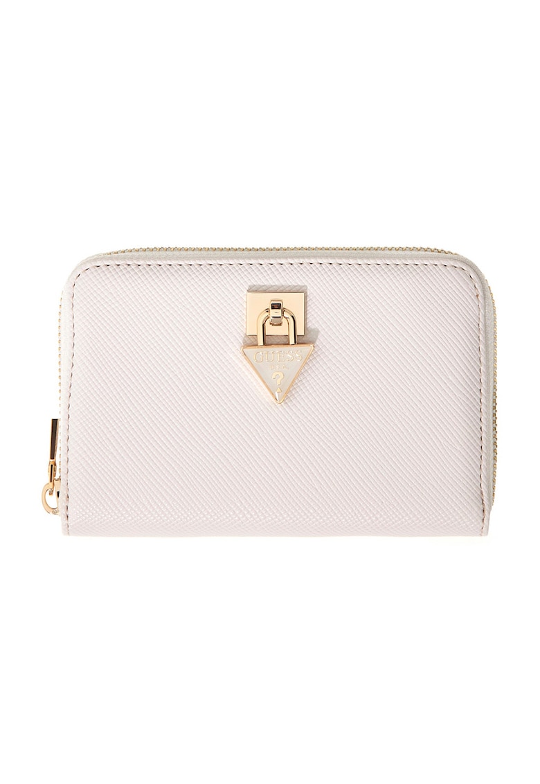 Portofel de piele ecologica cu logo metalic Patsie - Alb fildes