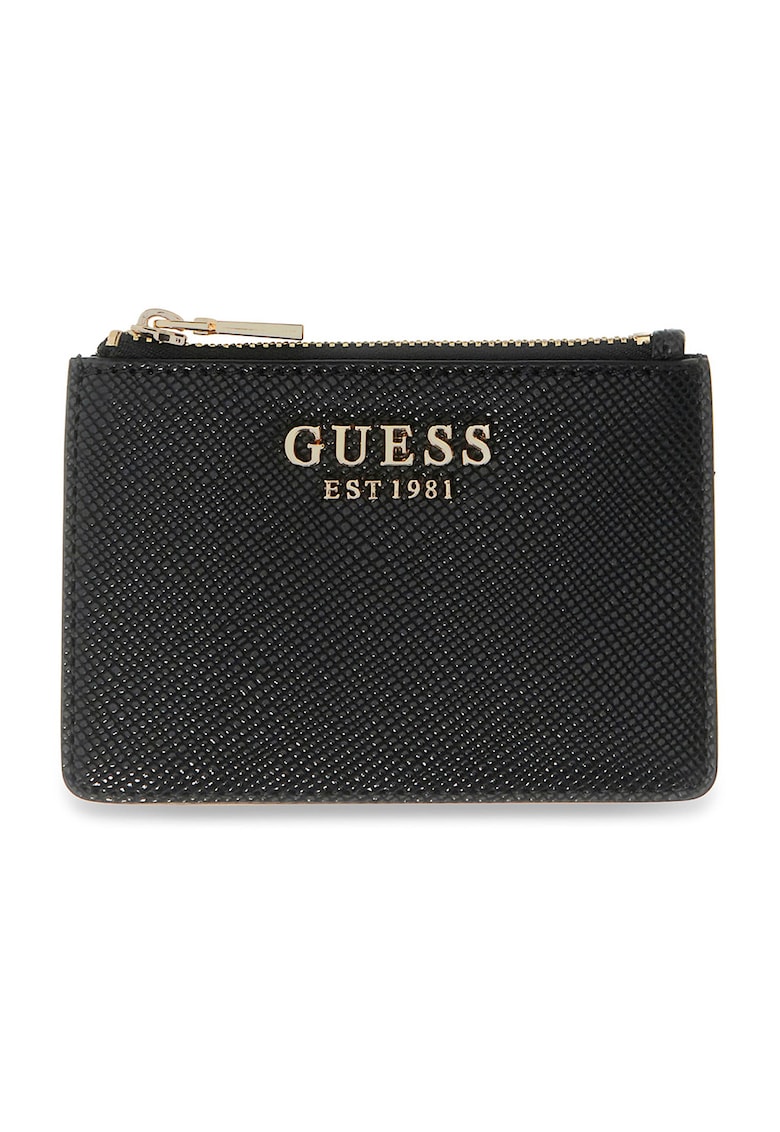 Portcart de piele ecologica cu logo metalic Patsie - Negru