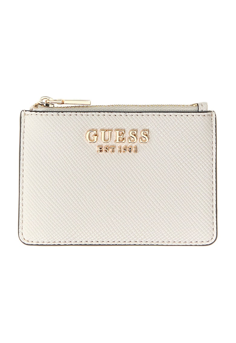 Portcart de piele ecologica cu logo metalic Patsie - Alb fildes