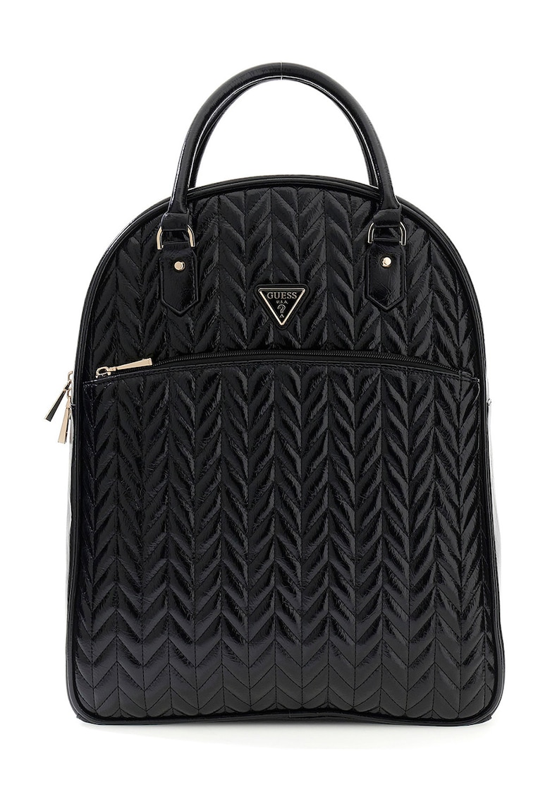 Rucsac de piele ecologica cu aspect impletit Cheryl - Negru