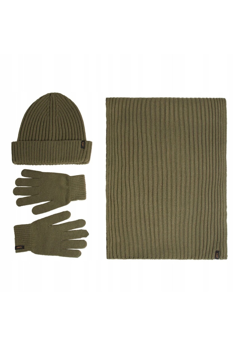 Set Caciula - Esarfa - Manusi Barbati - XMAS Pack - Marime Universala - Design Clasic - Material Flexibil - Caldura Si Confortabila - Cadoul Perfect Pentru Sarbatori - Akril - ONE SIZE INTL - Verde