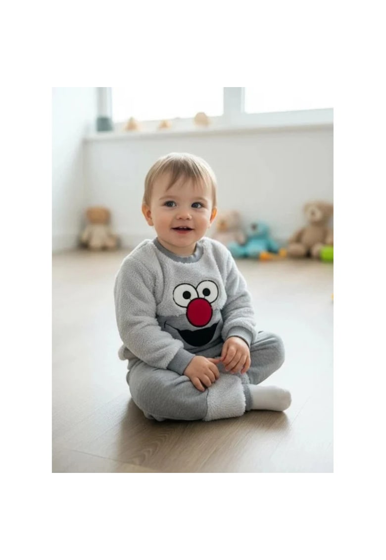 Set bluzita si pantaloni gules - gri