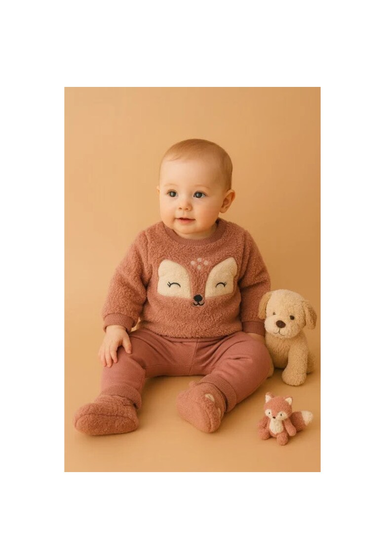 Set fetita 3 piese welsoft – bluzita - pantaloni si ghetute – material pufos