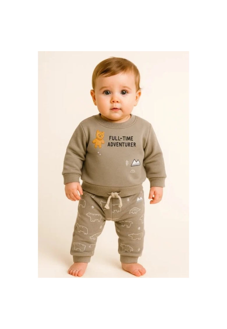 Set bluzita si pantaloni bebe imprimeu animale grafice