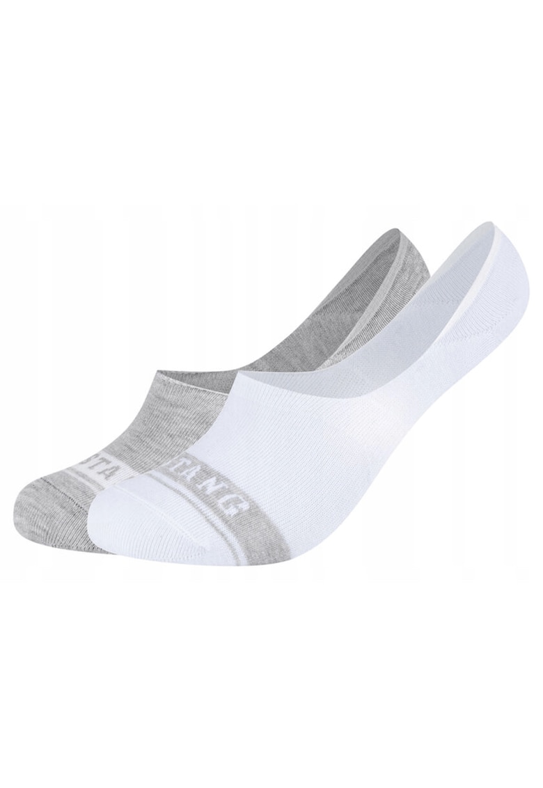 Sosete Barbati - MU34009 – 1001 - 2 Perechi - Regular Fit - Design Simplu Cu Logo - Scurti - Confortabile Si Respirabile - Bumbac - Alb/Gri