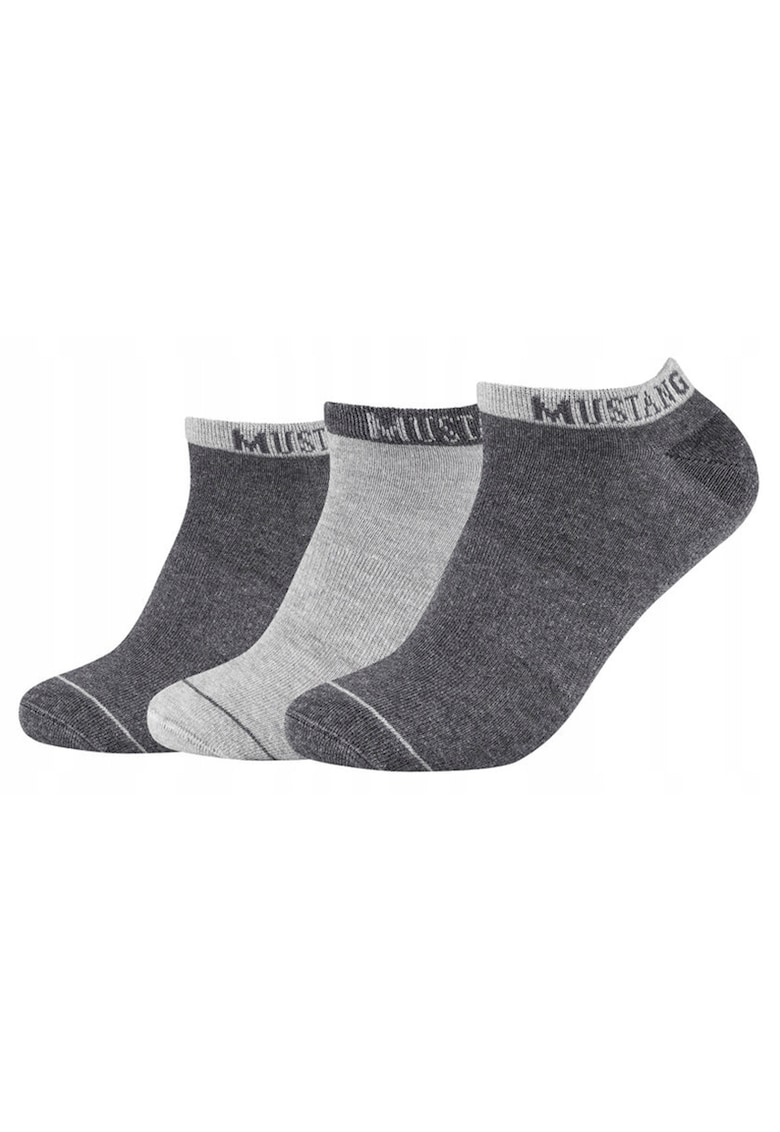 Sosete Barbati - MU33031 – 9703 - 3 Perechi - Scurti - Design Simplu Cu Logo - Confortabile Si Respirabile - Calitate Superioara - Bumbac - 43-46 EU - Gri