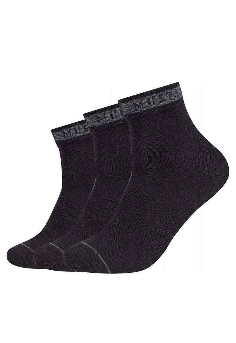 Sosete Barbati - MU32018 – 9999 - 3 Perechi - Regular Fit - Design Simplu Cu Logo - Scurti - Confortabile Si Respirabile - Bumbac - Negru