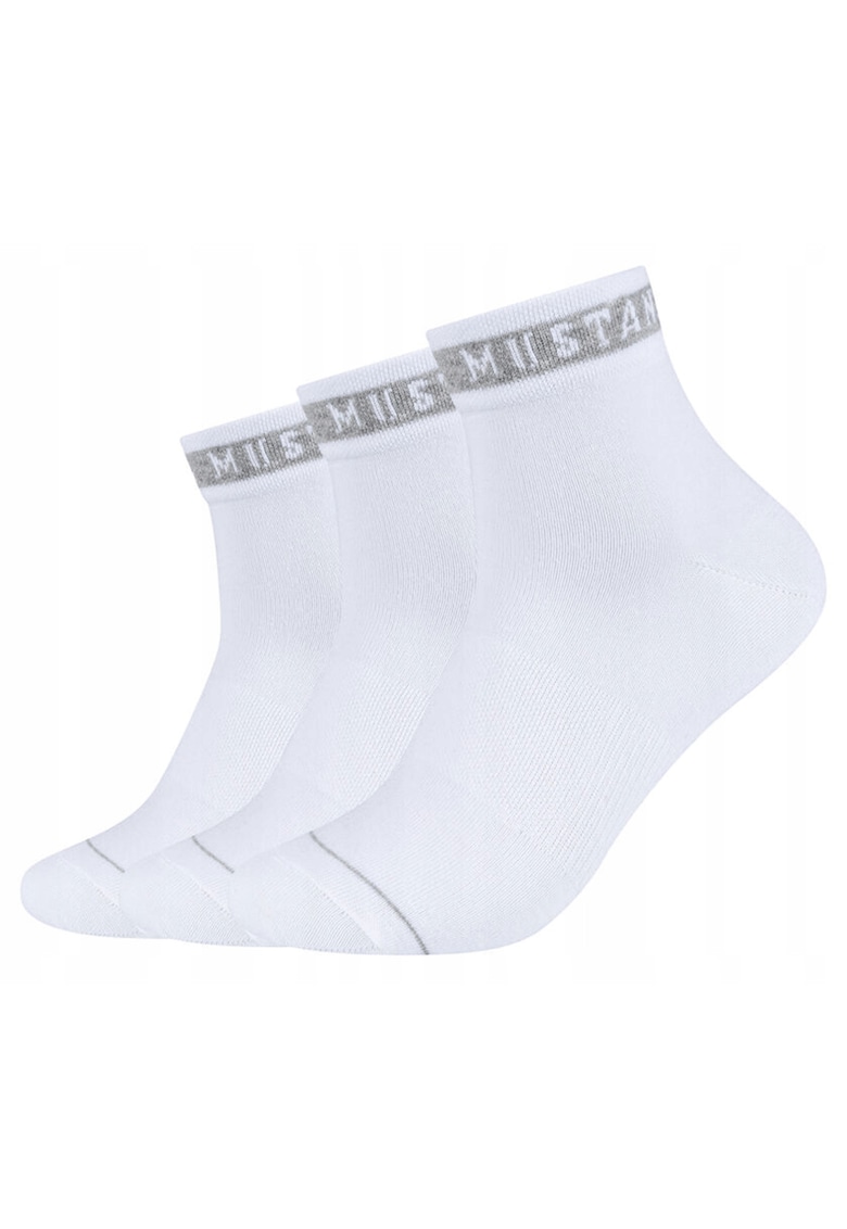 Sosete Barbati - MU32018 – 1001 - 3 Perechi - Regular Fit - Design Simplu Cu Logo - Scurti - Confortabile Si Respirabile - Bumbac - Alb