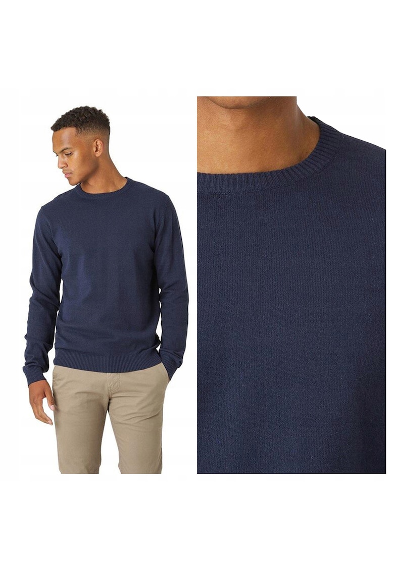 Pulover Barbati - Dustin - Regular Fit - Maneci Lungi - Decolteu Rotund - Design Simplu - Bumbac - Albastru