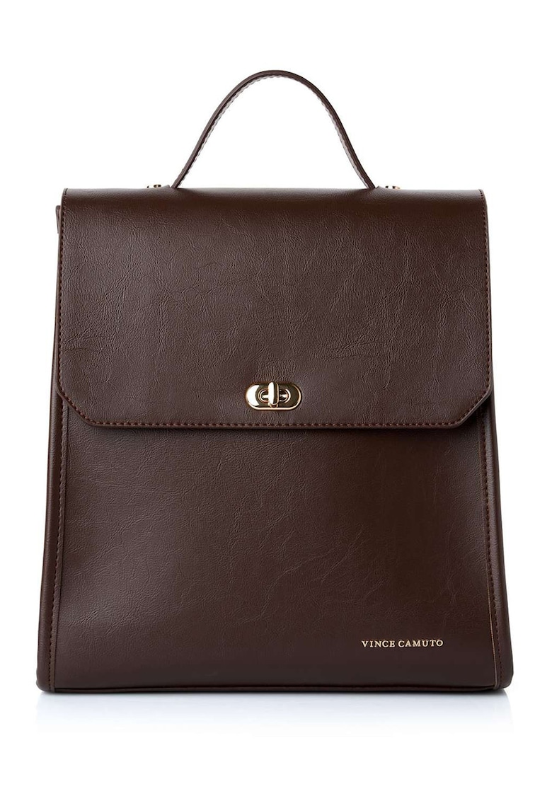 Rucsac din piele ecologica cu detaliu logo - Maro inchis