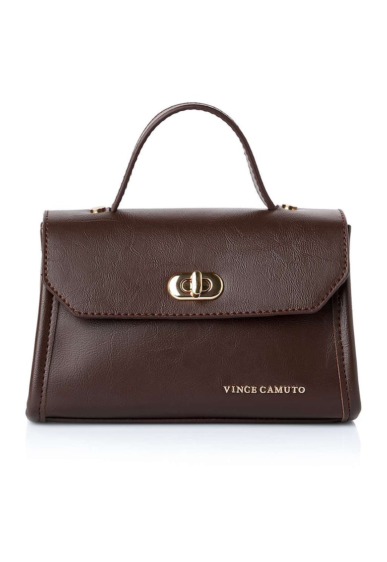 Geanta crossbody din piele ecologica cu detaliu logo - Maro inchis