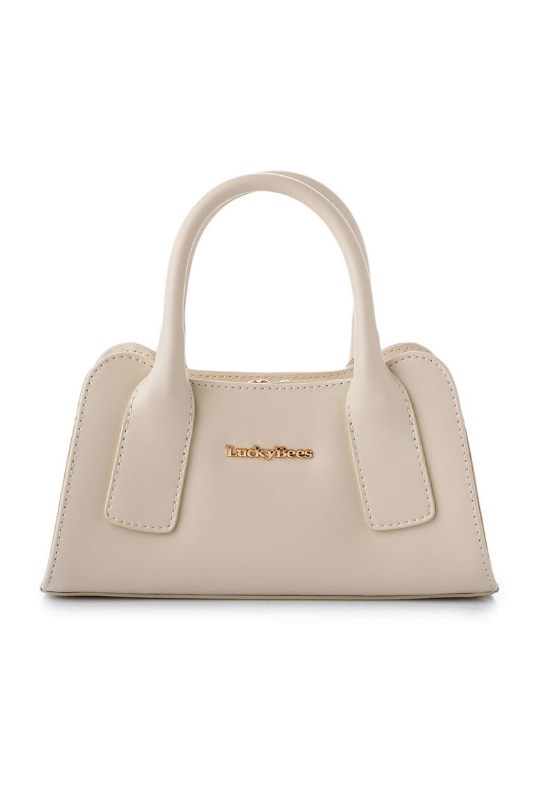 Geanta din piele ecologica cu bareta de umar detasabila - Bej