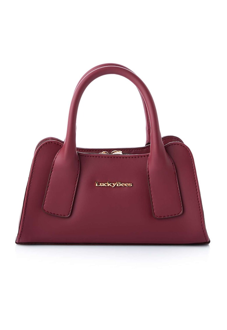 Geanta din piele ecologica cu bareta de umar detasabila - Rosu