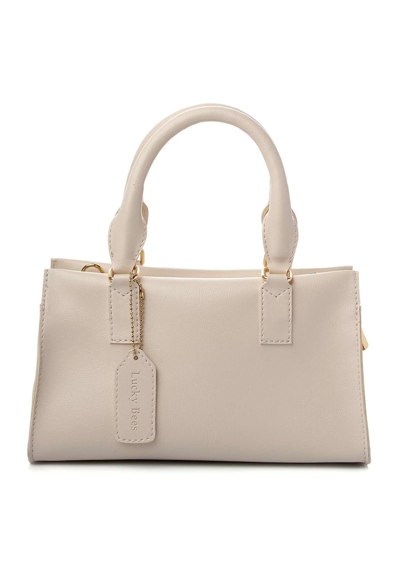 Geanta din piele ecologica cu maner si bareta de umar - Bej