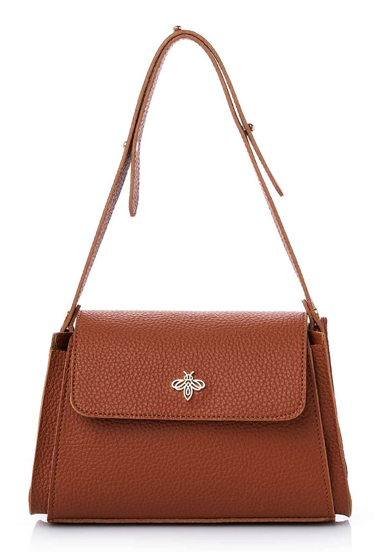 Geanta din piele ecologica cu bareta de umar - Portocaliu stins