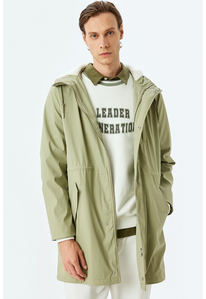 Jacheta parka slim fit cu gluga - Verde fistic