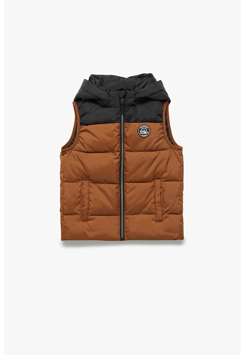 Vesta cu vatelina si gluga - Maro scortisoara/Negru