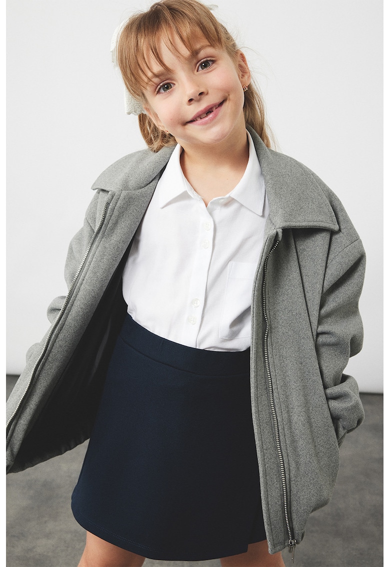 Camasa din bumbac cu buzunar pe piept - Alb optic