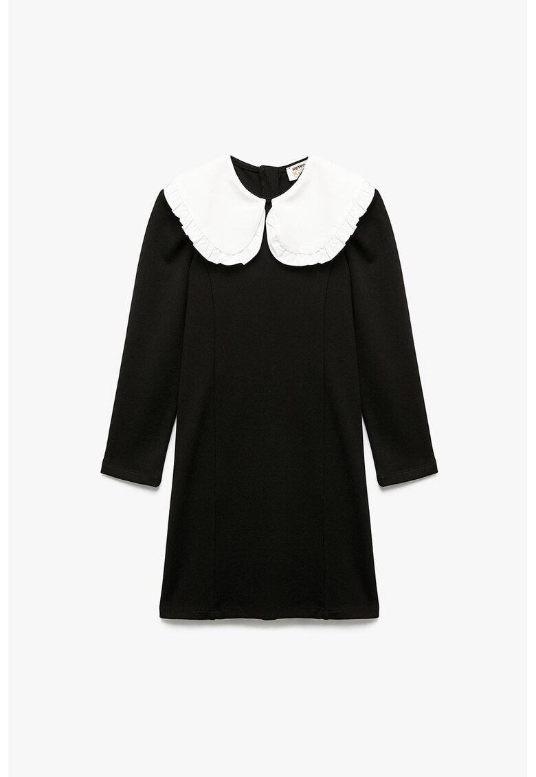 Rochie cu croiala dreapta si guler Peter-Pan - Alb/Negru