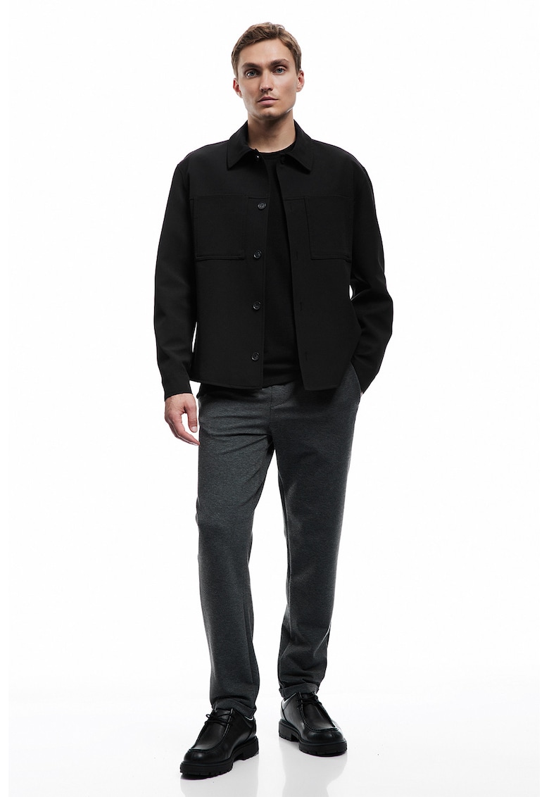 Pantaloni slim fit cu snur de ajustare - Gri inchis melange