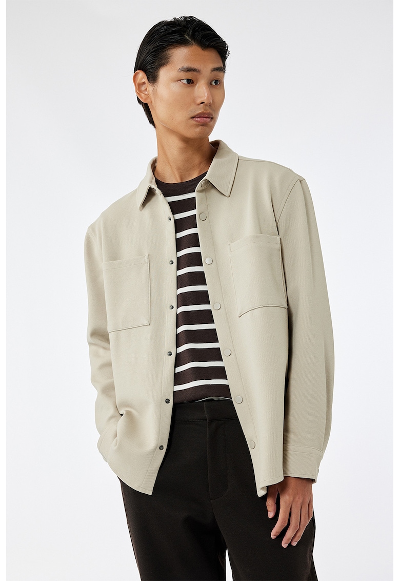 Jacheta-camasa uni cu capse - Bej deschis