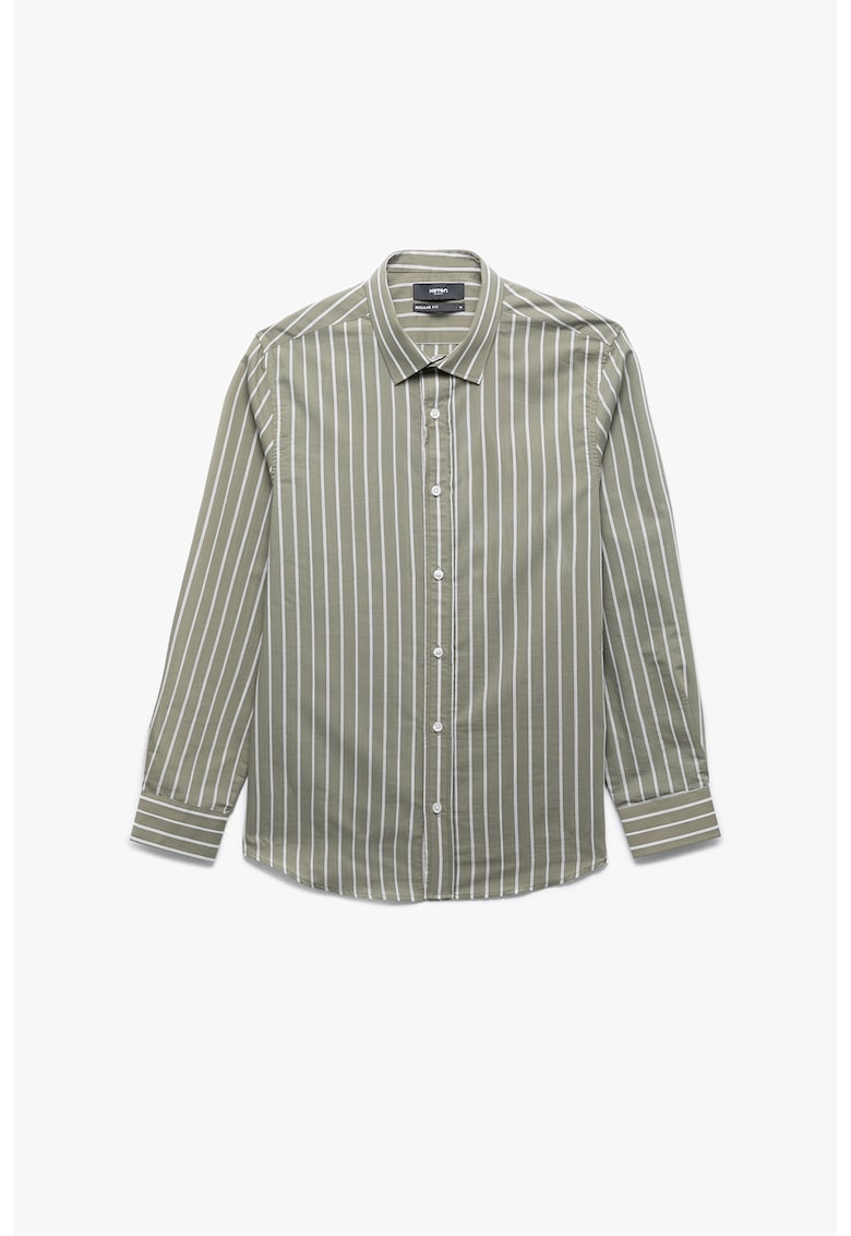 Camasa regular-fit cu dungi - Alb/Verde sparanghel