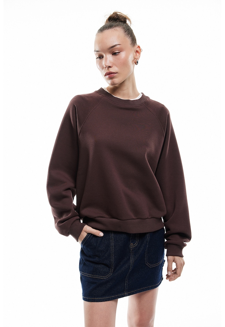 Bluza de trening cu maneci raglan - Maro inchis
