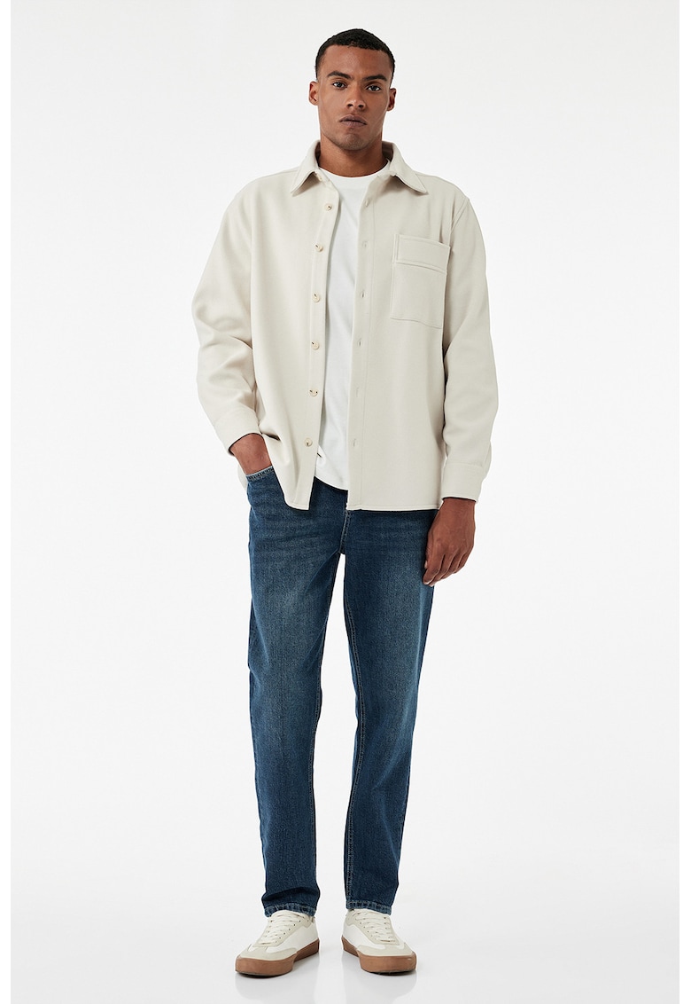 Blugi cu croiala conica si talie medie - Albastru inchis