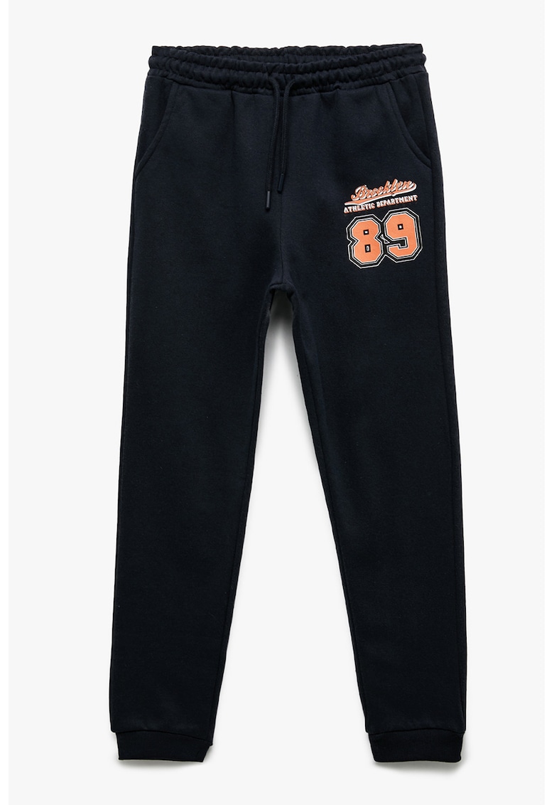 Pantaloni de trening cu imprimeu text - Negru