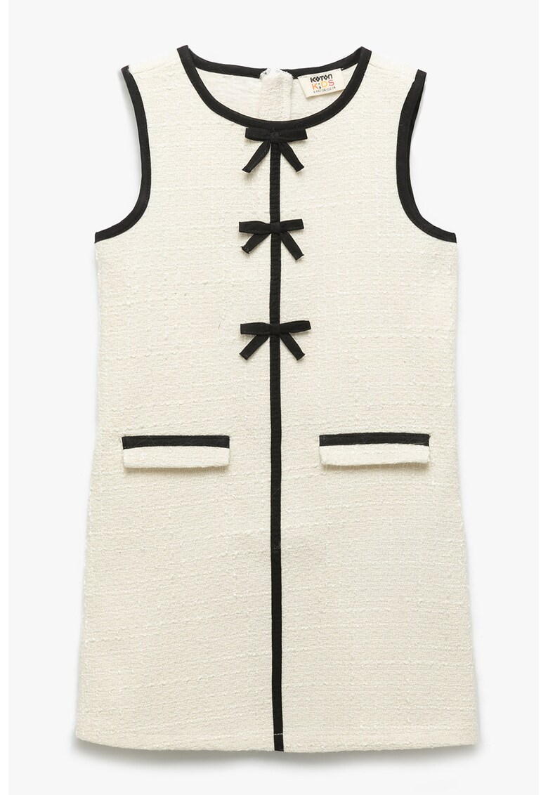 Rochie fara maneci cu detalii cu funda - Bej/Negru