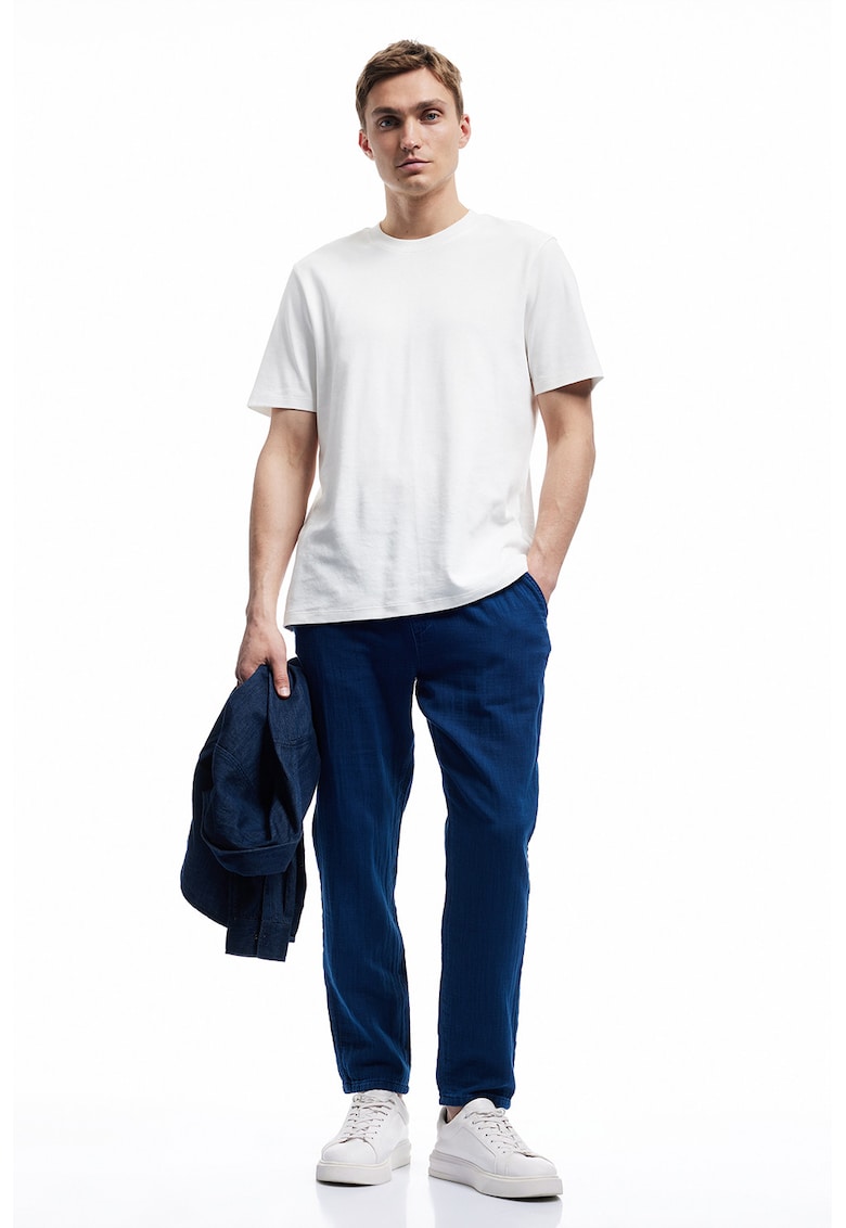 Pantaloni relaxed-fit cu snururi - Albastru inchis