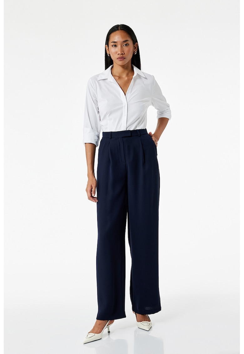 Pantaloni eleganti cu croiala ampla - Bleumarin
