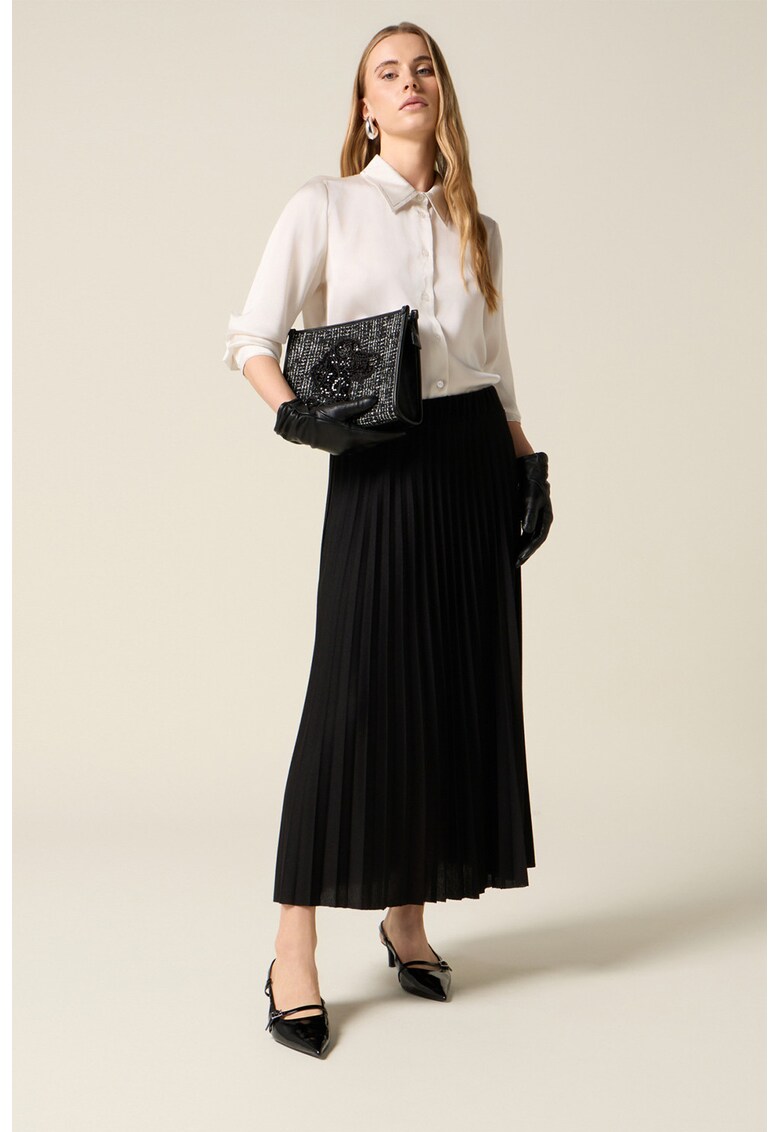 Fusta lunga cu model uni - Negru