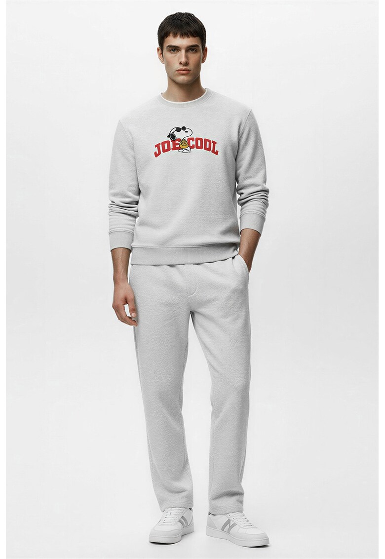 Pantaloni de trening cu croiala dreapta si talie elastica - Alb