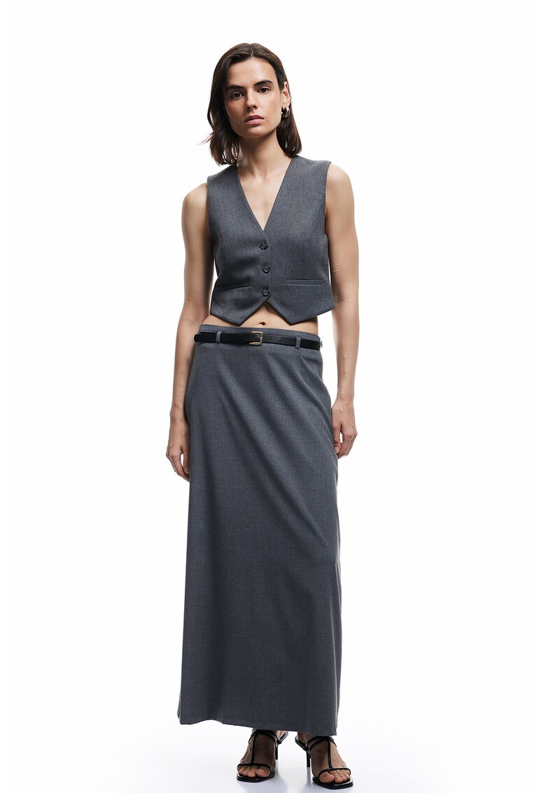Fusta maxi cu model uni - Gri inchis
