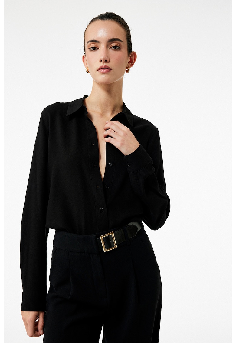 Camasa cu maneci lungi si guler clasic - Negru