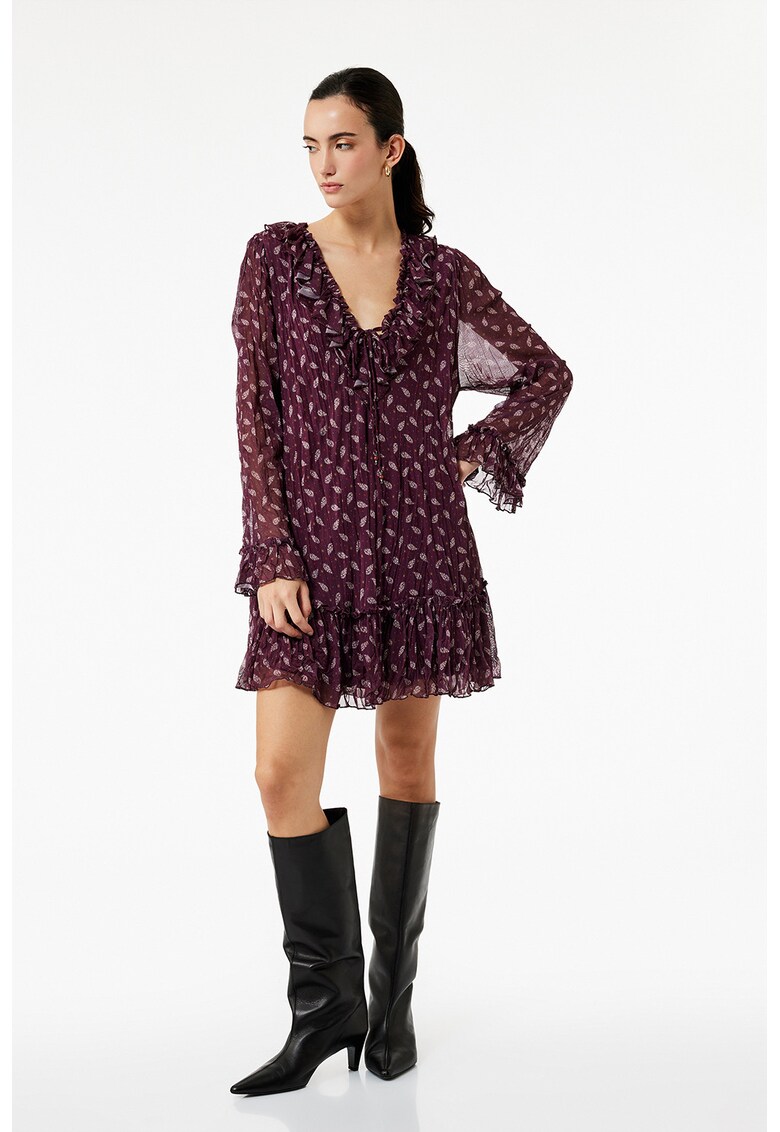 Rochie scurta cu imprimeu paisley - Rosu inchis