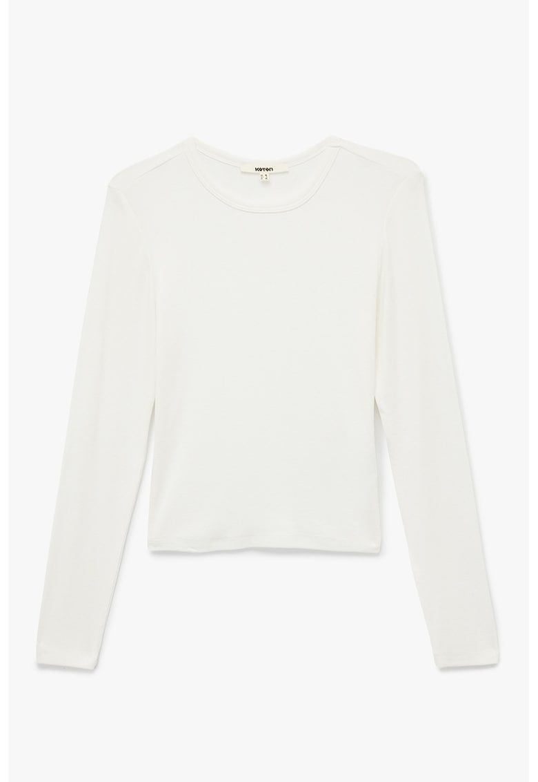 Bluza slim-fit cu decolteu la baza gatului - Alb