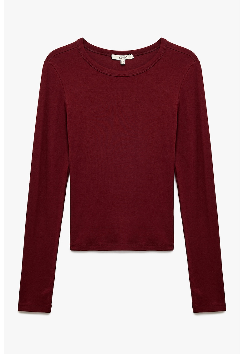 Bluza slim-fit cu decolteu la baza gatului - Rosu inchis