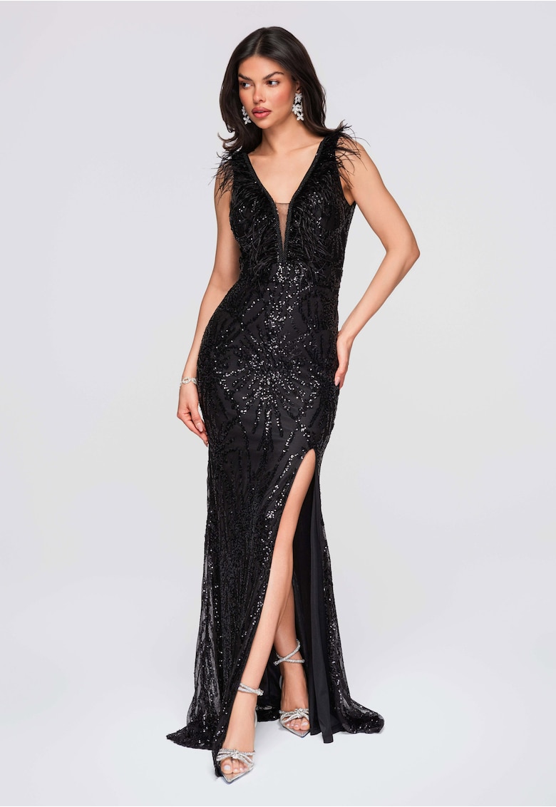 Rochie de seara maxi LA-OM-DLR289 - Negru