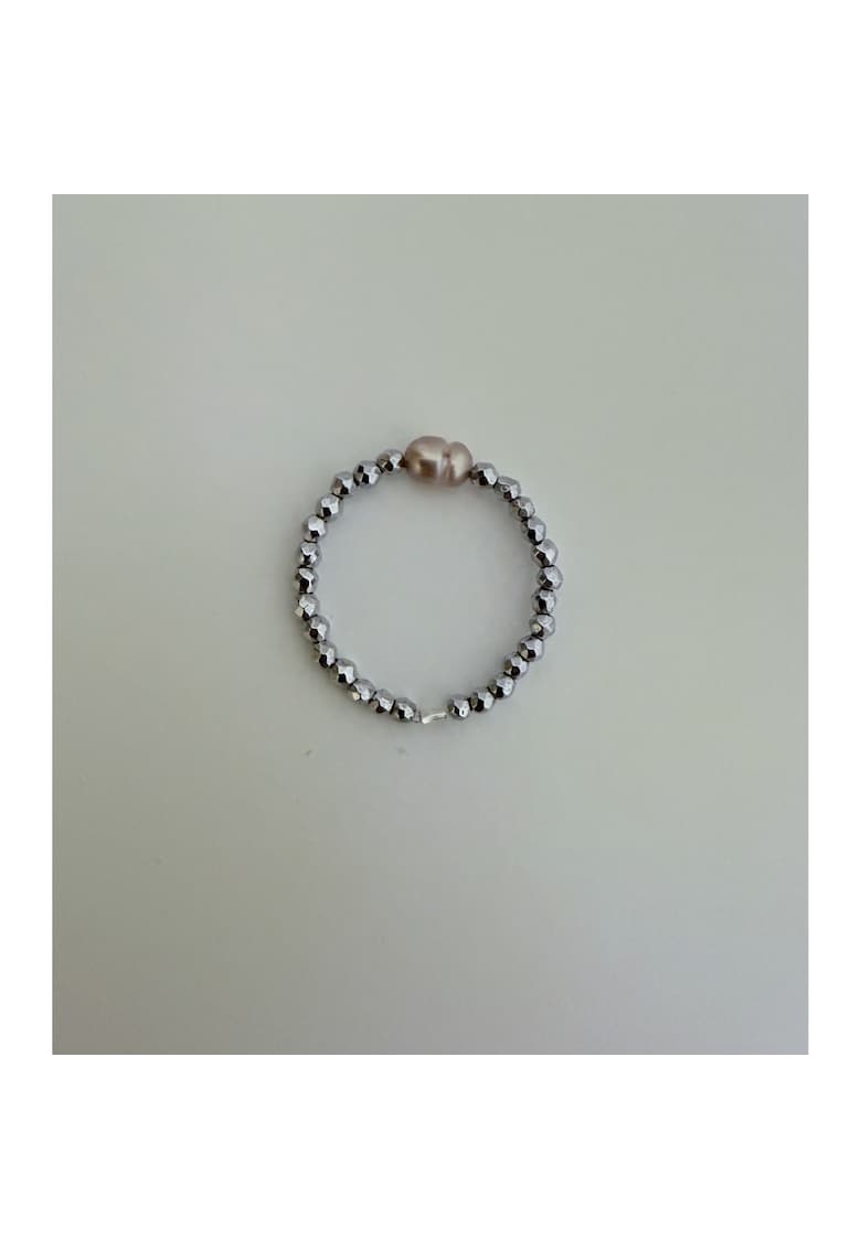 Inel handmade - hematit - perla de cultura - argint 925