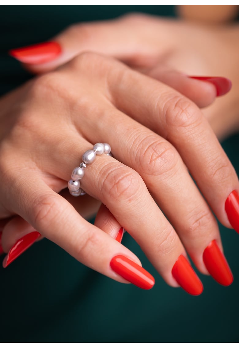 Inele femei - handmade - perle de cultura - argint 925 - gri