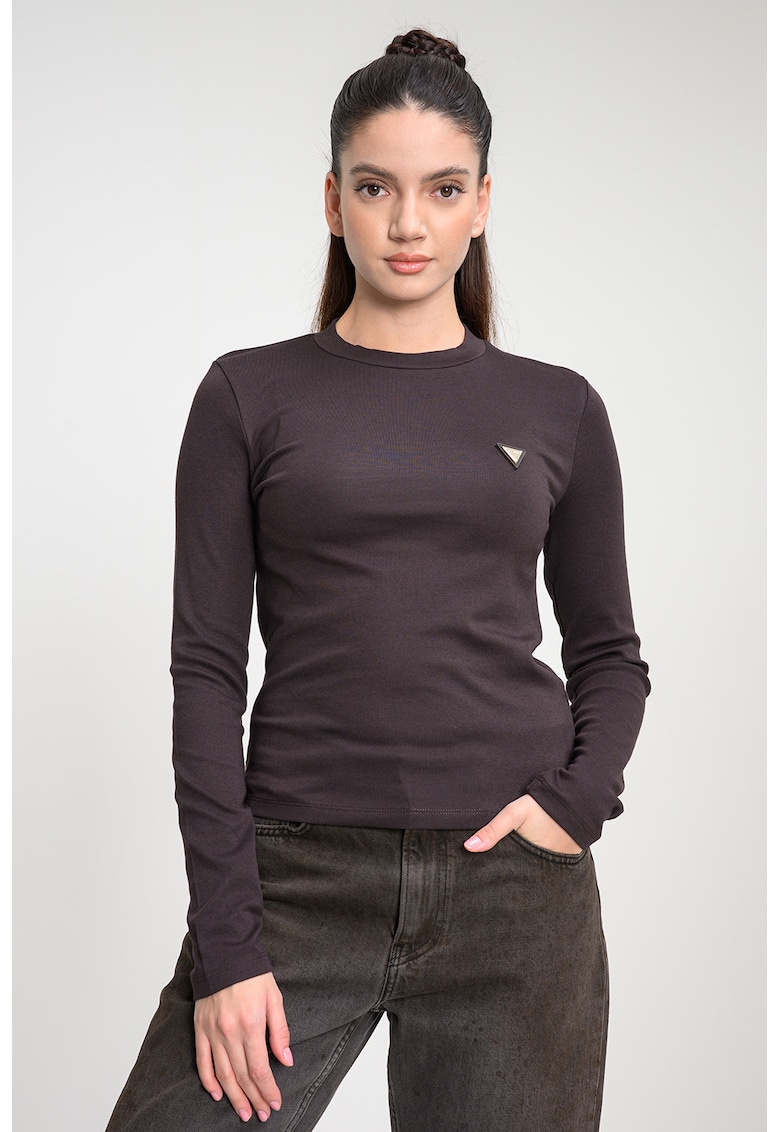Bluza slim fit din amestec de modal pentru fitness - Maro inchis